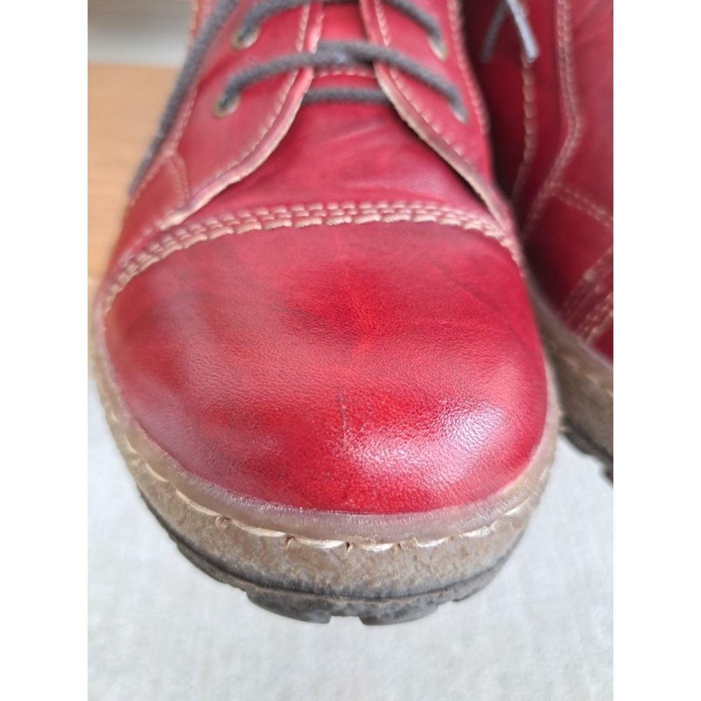 V-Italia Women's Red Water-Resistant Leather Lace-up Flat Ankle Boots 8.0 EU 39 - Picture 9 of 16